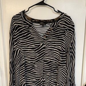 John Mark Black and Cream Animal Print Top